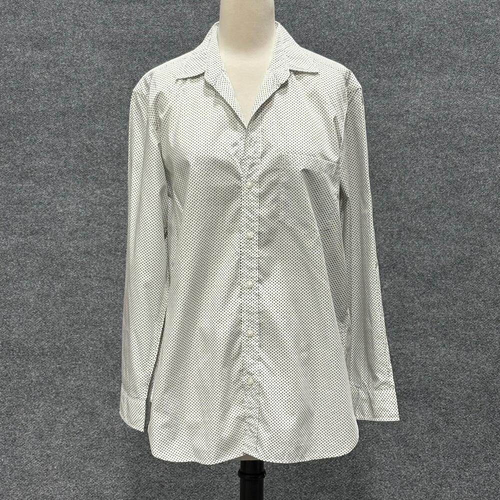 Frank & Eileen Shirt Womens Medium White Joedy Heart Print Cotton Button Up